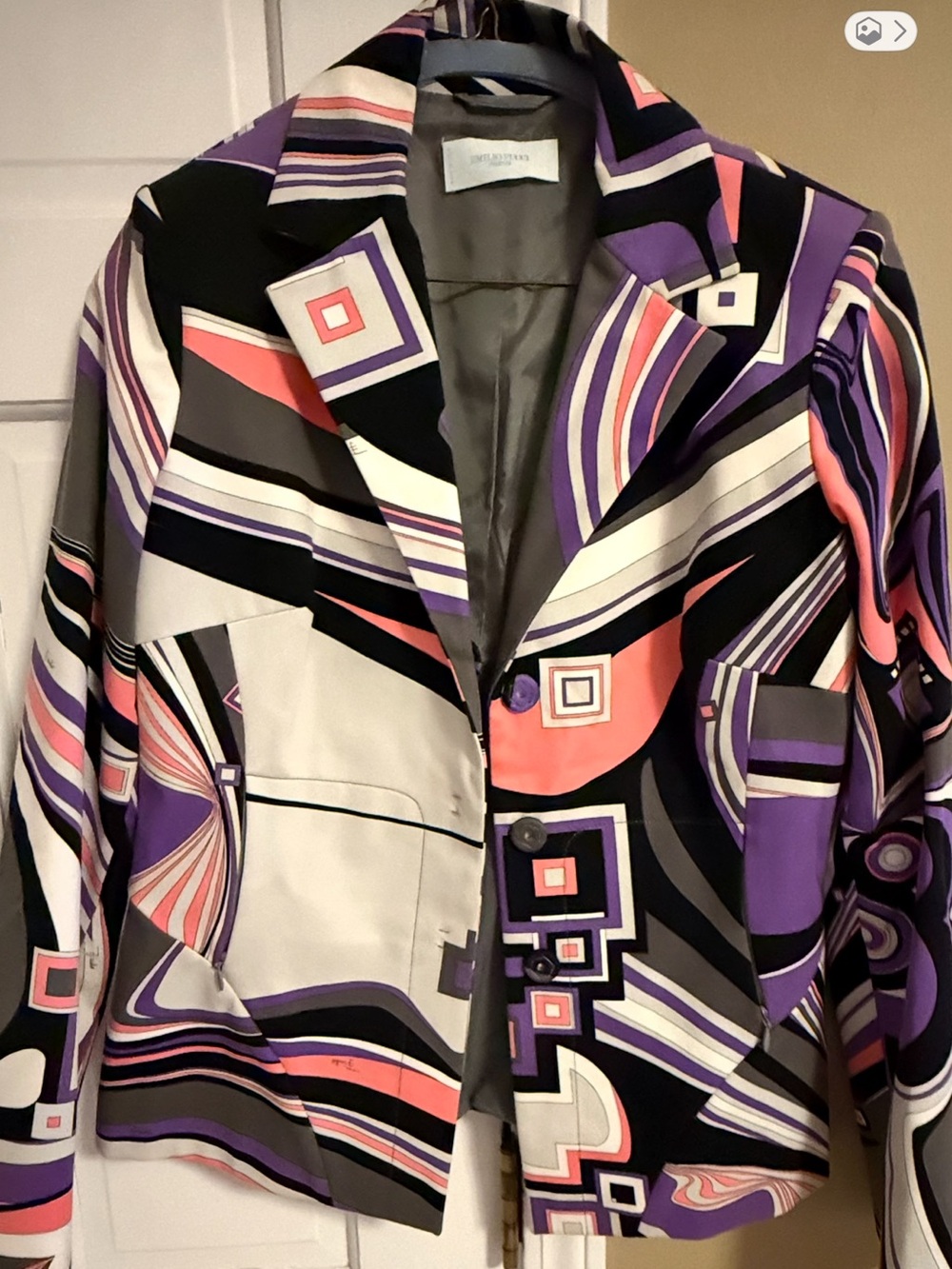 Emilio Pucci size 10 Purple, Pink & Black Geometric Blazer